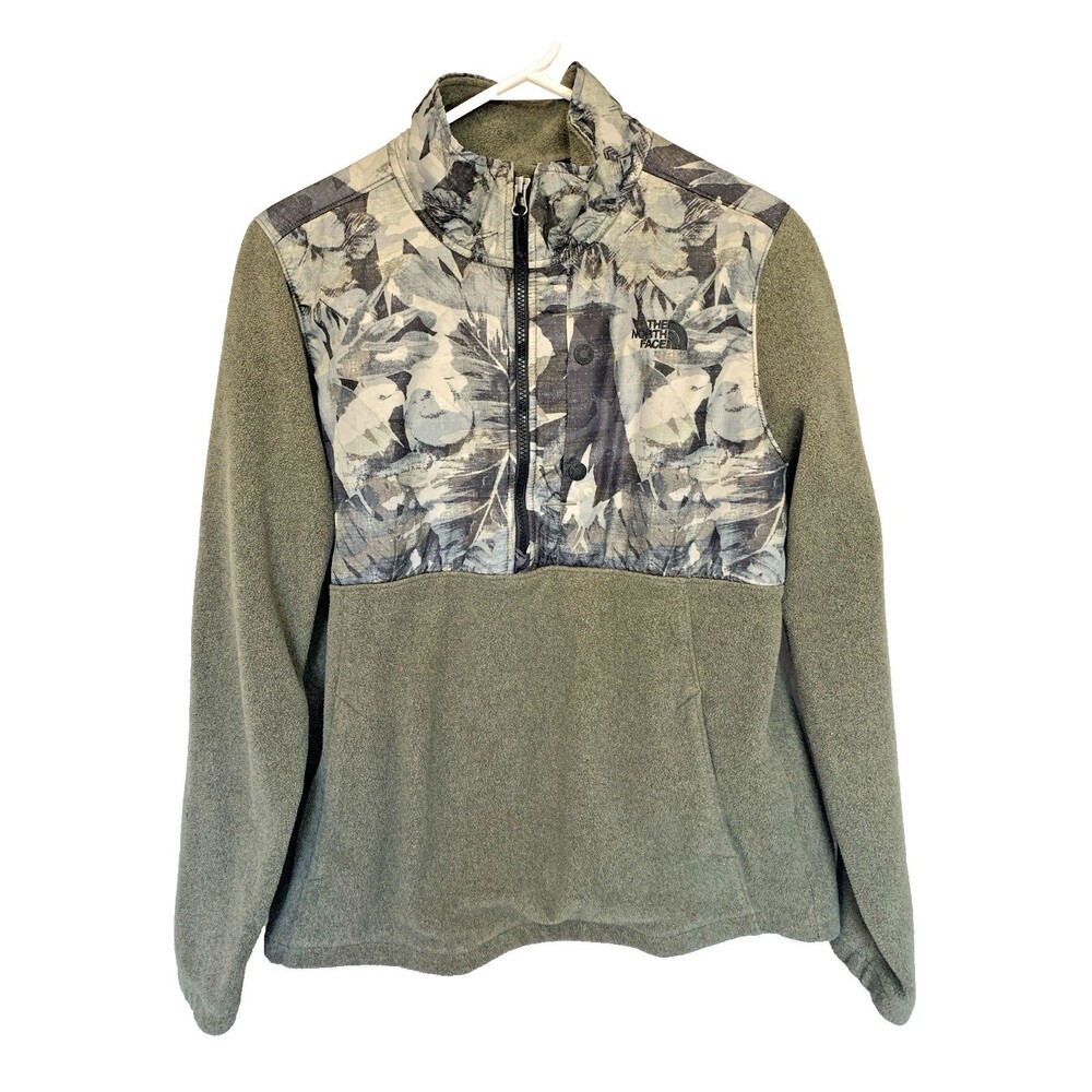 The North Face Women's Green Camo Fleece 1/2 Zip Pullover Jacket Size Large